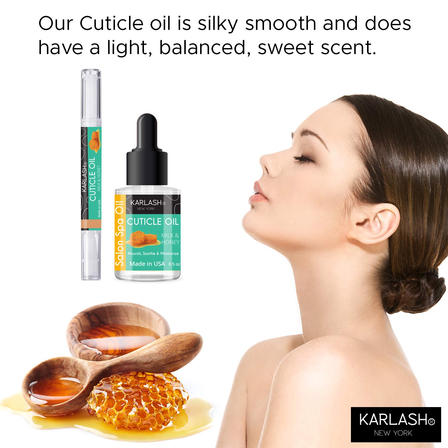 Karlash Salon Spa Premium Cuticle Oil Milk & Honey - Heals Dry Cracked and Rigid Cuticles. Nourish and Moisturize Nails. 0.5 oz & Cuticle Pen 2 ml Kit : Beauty & Personal Care
