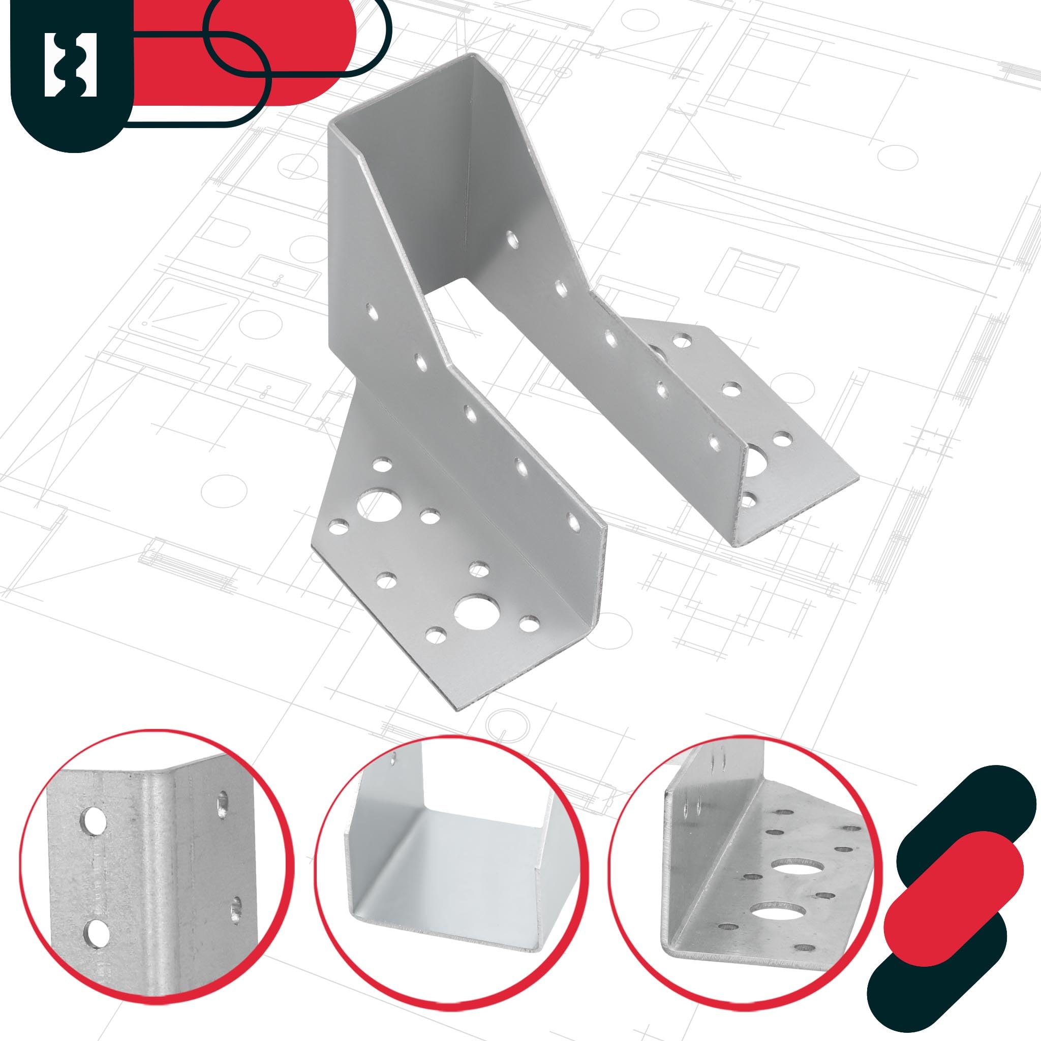 KOTARBAU® Juego de 10 soportes para vigas 40 x 110 mm, conectores de madera de acero galvanizado, soportes para vigas, conectores de vigas de carga pesada, conectores de vigas, conectores de vigas de