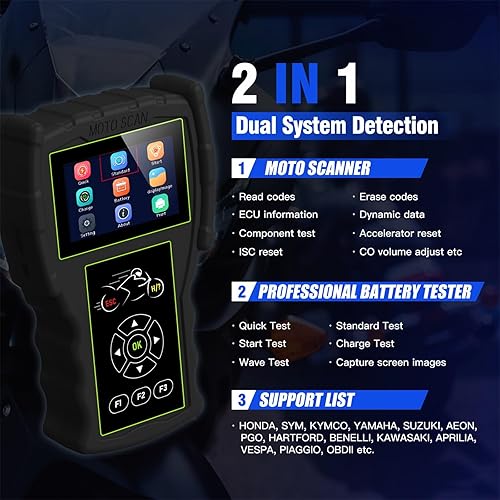 Miniatura 4 de Herramienta de prueba de diagnóstico del motor del sistema de motocicleta M100 Pro Moto Scanner 3.5 '' Lectores de código de pantalla Herramientas