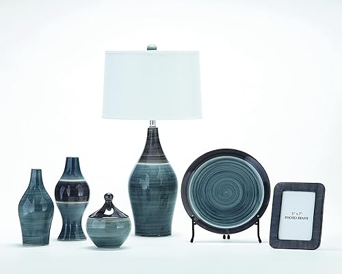 Miniatura 2 de Signature Design by Ashley Niobe Lámpara de mesa de cerámica esmaltada, 2 unidades, 28 pulgadas, multicolor y gris