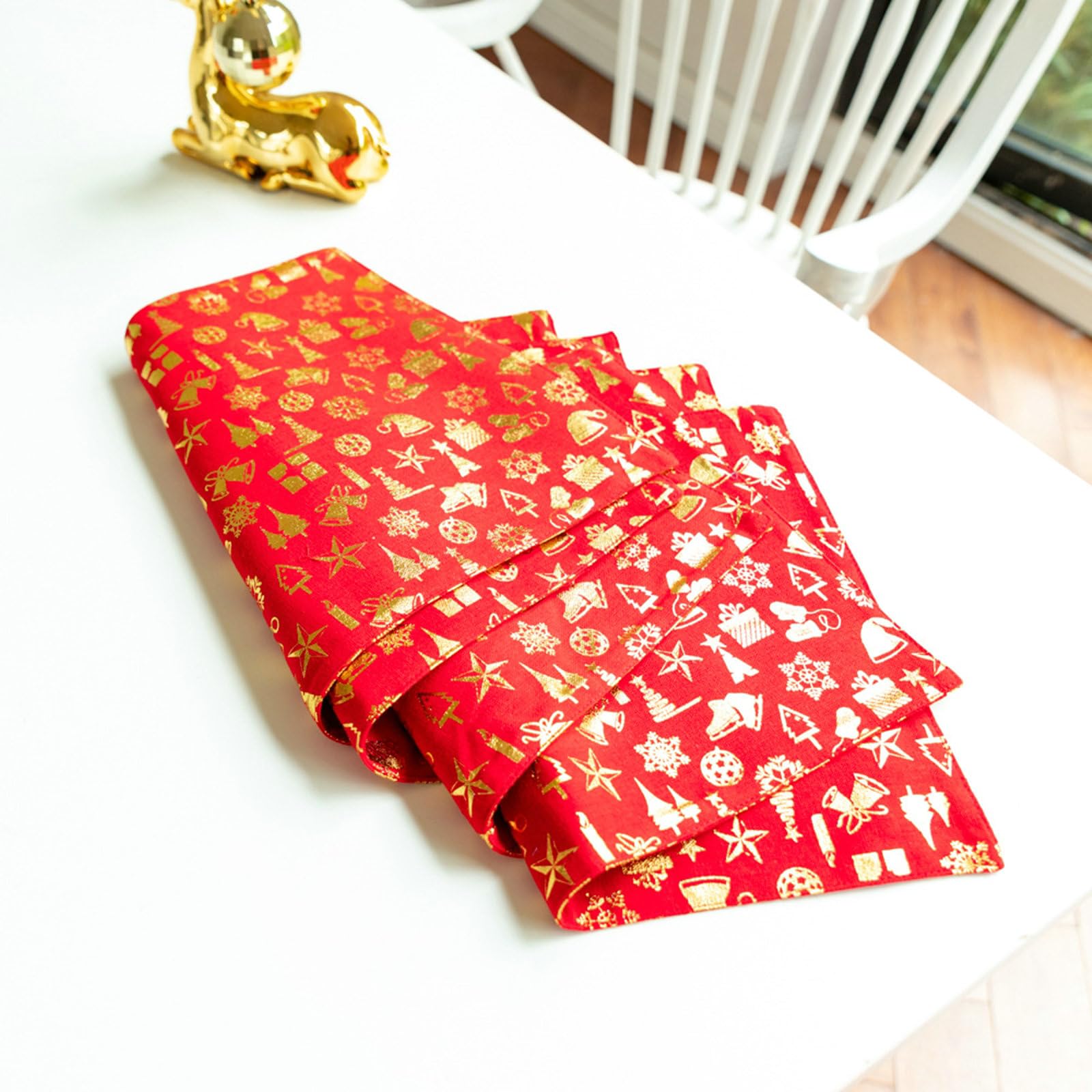 Tischset 6 Stück, Platzset Rechteckig Edel Polyester Rot Platzmatten Abwaschbar 45x30cm
