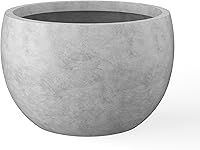 Kante 20-Inch Round Concrete Planter Bowl - Lightweight Large Plant Pot with Drainage Hole & Plug for Indoor Outdoor Patio Garden