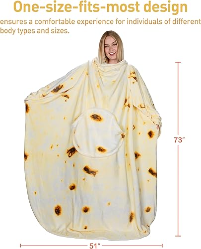 Miniatura 7 de Catalonia Manta de burrito con mangas y bolsillo, suave y cómoda manta de forro polar para mujeres y hombres
