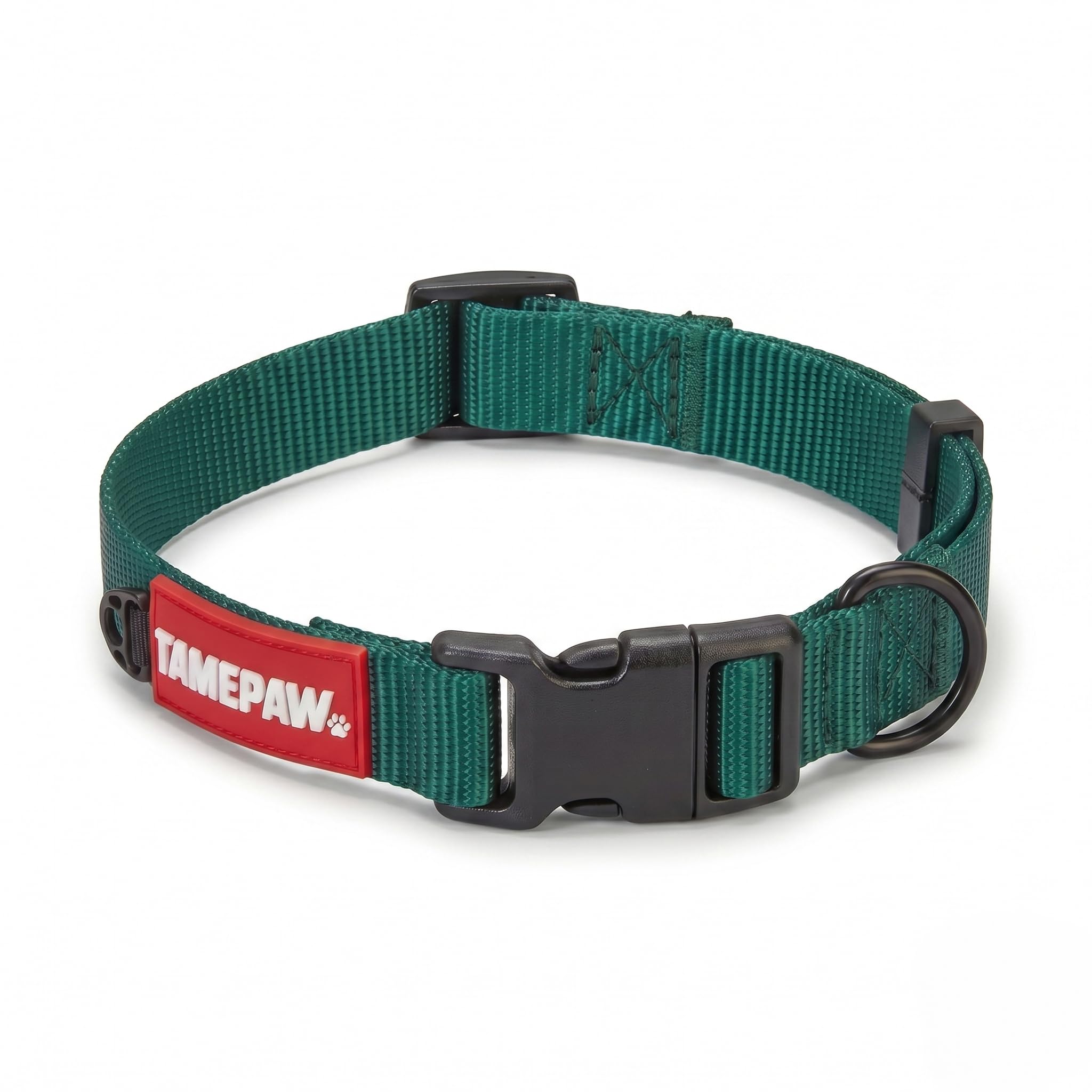 Tamepaw Puppy & Small Dog Collar, Nylon, Quick-Release Buckle, Green, Small