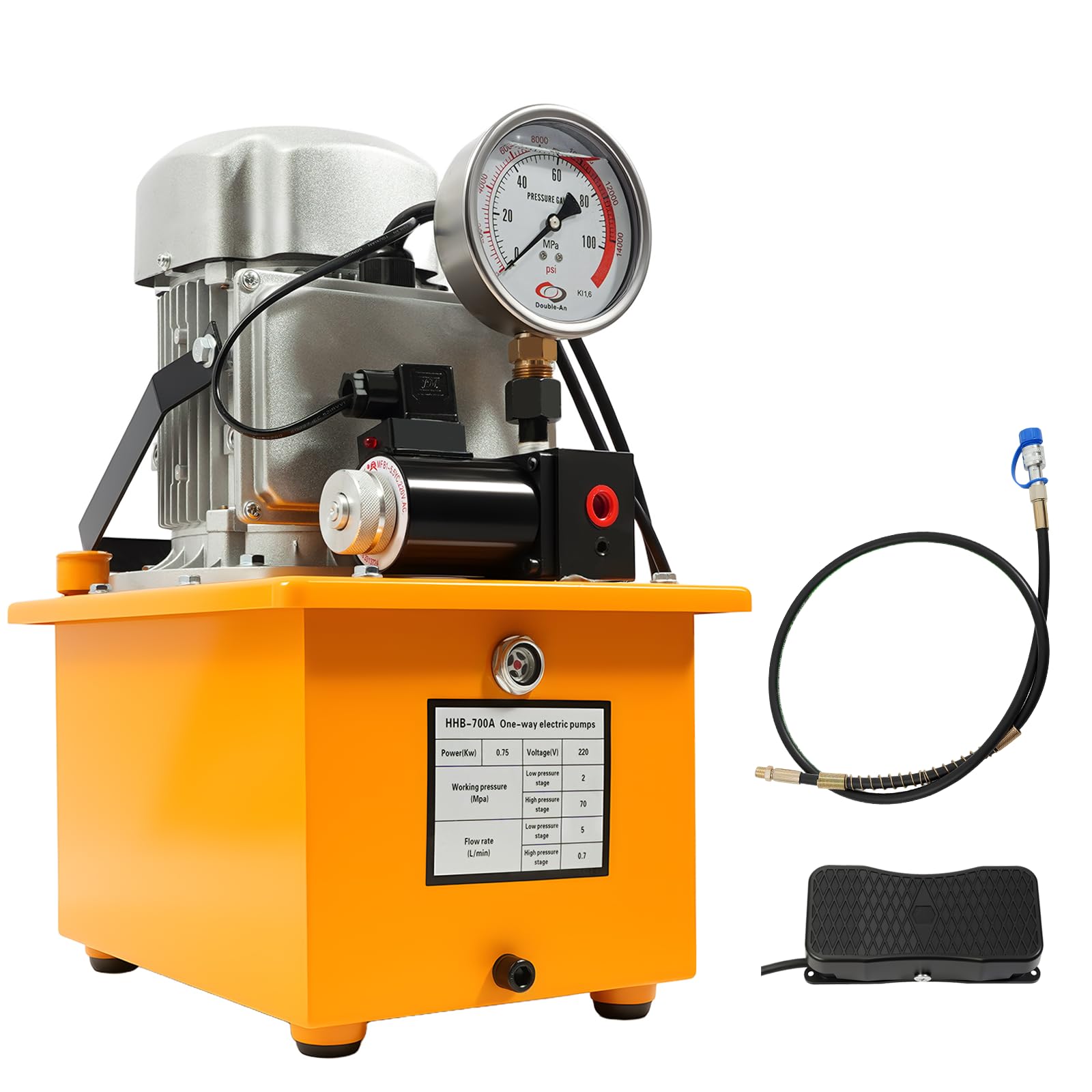 Elektrische Hydraulikpumpe 700 Bar Hydraulikaggregat 750 W 220V Elektrohydraulik Pumpe 70Mpa Hochdruckpumpe mit Sicherheitsventil, Elektrohydraulikpumpe 7L Tank