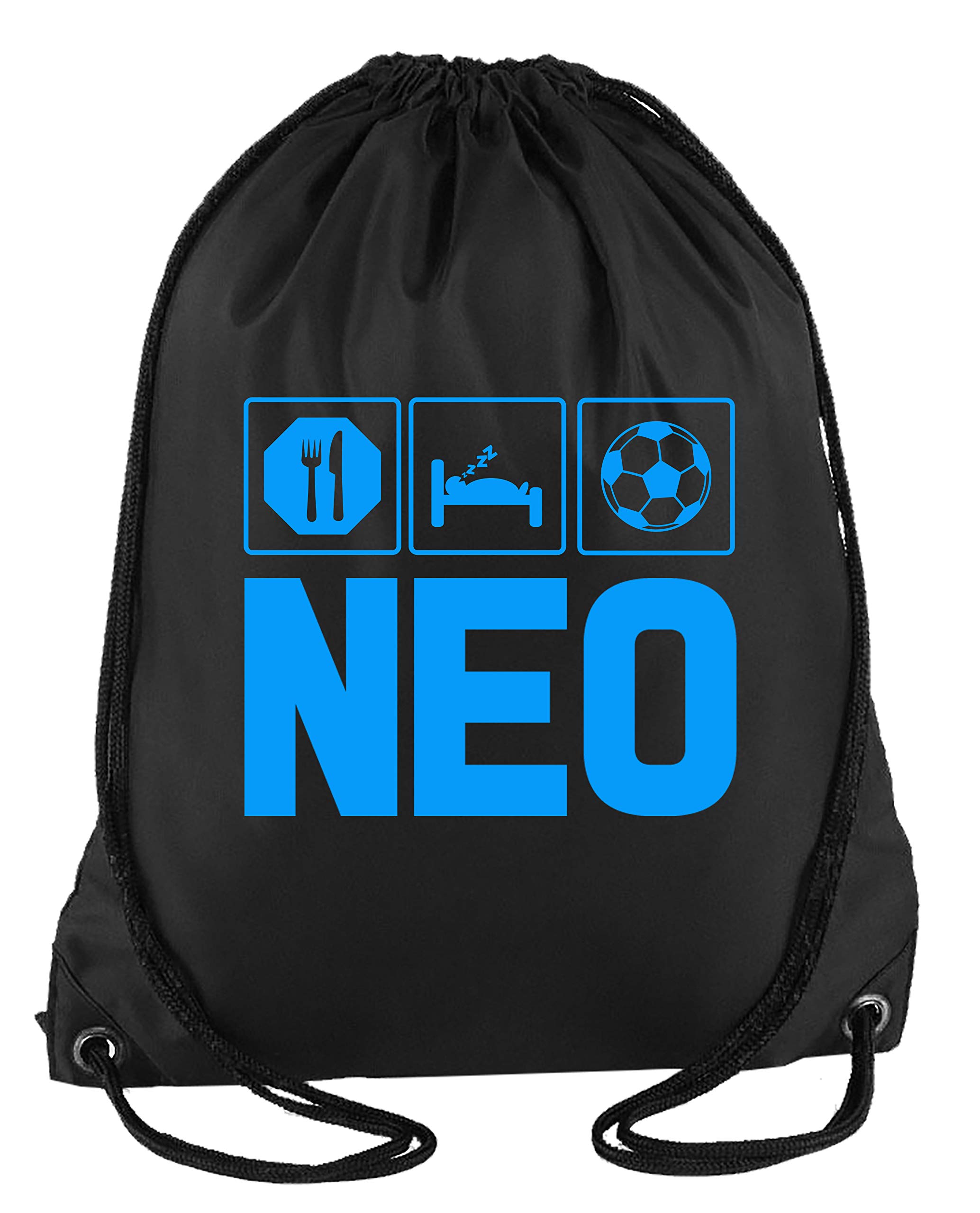 Daytripper Neo Eat Sleep Football Personalised Custom Name Boys Sport Gym Bag School Gymsac 33 x 45 cm 11 Litrers