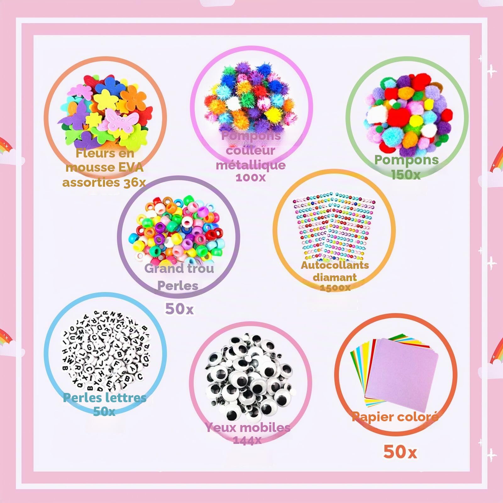 3000 Pièces Activites Manuelles pour Enfants, Boîte Bricolage Portable à 3 Niveaux avec Pipe Cleaners, DIY Activité Manuelle Kits de Loisirs Créatifs Cadeaux pour Enfants Filles Garçons 4-8, 8-12