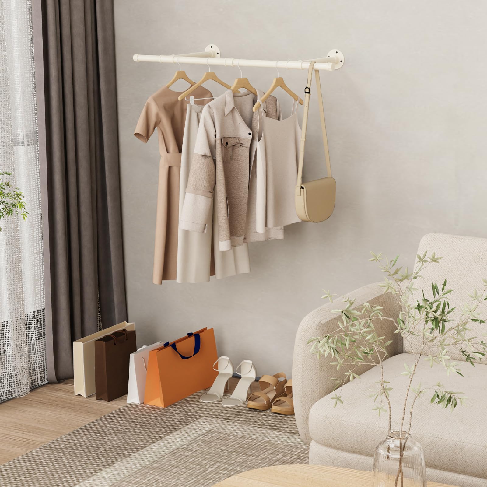 Natural Goods Berlin 1 x kledingstang overhoek, garderobehouder L-vorm, wandmontage, badkamer, hal, keuken, incl. montagemateriaal, pluggen en schroeven, gepoedercoat, onderhoudsvriendelijk, roestvrij (30 cm x 60 cm, zwart