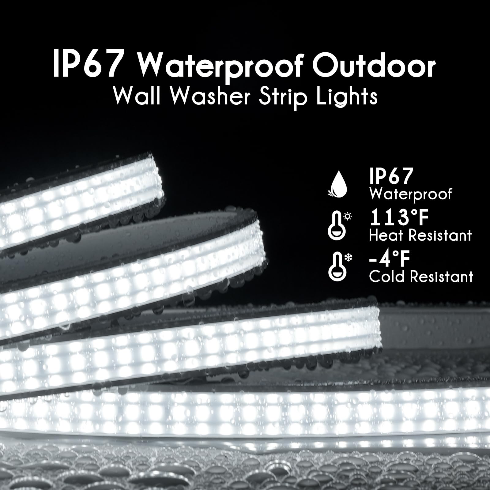Shine Decor Luces flexibles de pared de 24 V, 16.4 pies, certificación UL, IP67, impermeable, lineal de 2700 K, blanco cálido para iluminación comercial al aire libre, edificios, bodas, iluminación de