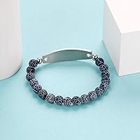 Vista 4 de JF.JEWELRY Pulsera de alerta médica personalizada para mujeres y hombres Pulsera de eslabones con cuentas de identificación personalizada