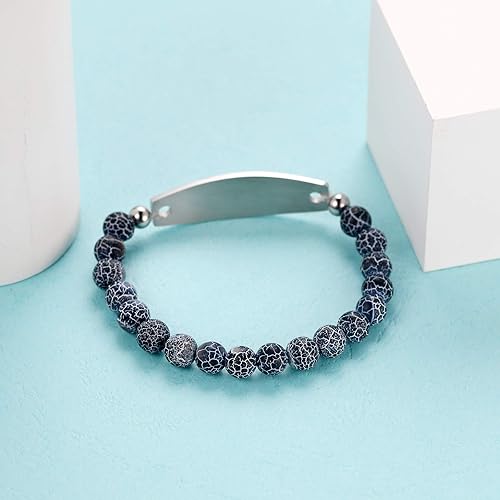 Miniatura 4 de JF.JEWELRY Pulsera de alerta médica personalizada para mujeres y hombres  Pulsera de eslabones con cuentas de identificación personalizada (5.5-8.5