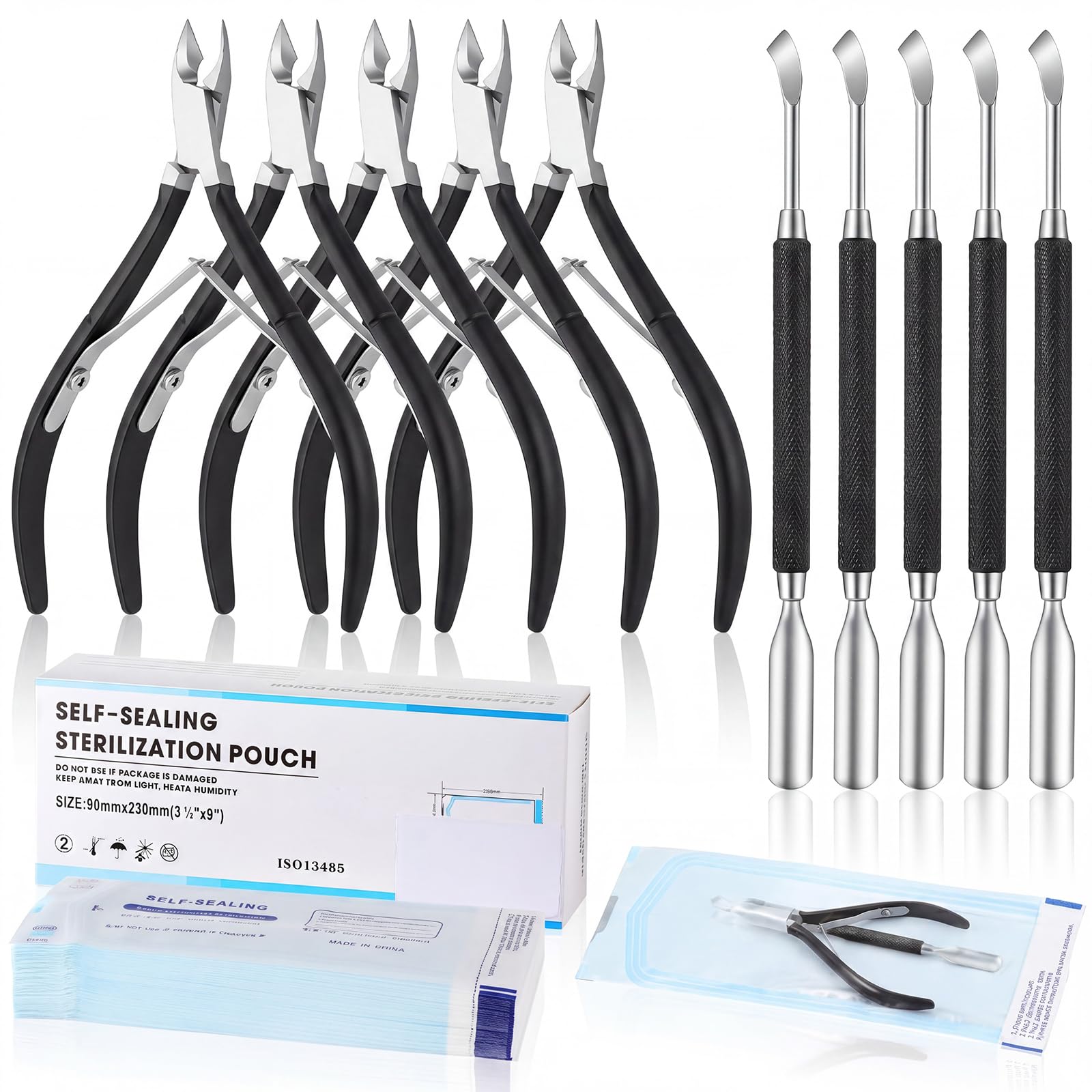 Lothee Cuticle Trimmer and Pusher Kit with Sterilization Pouches
