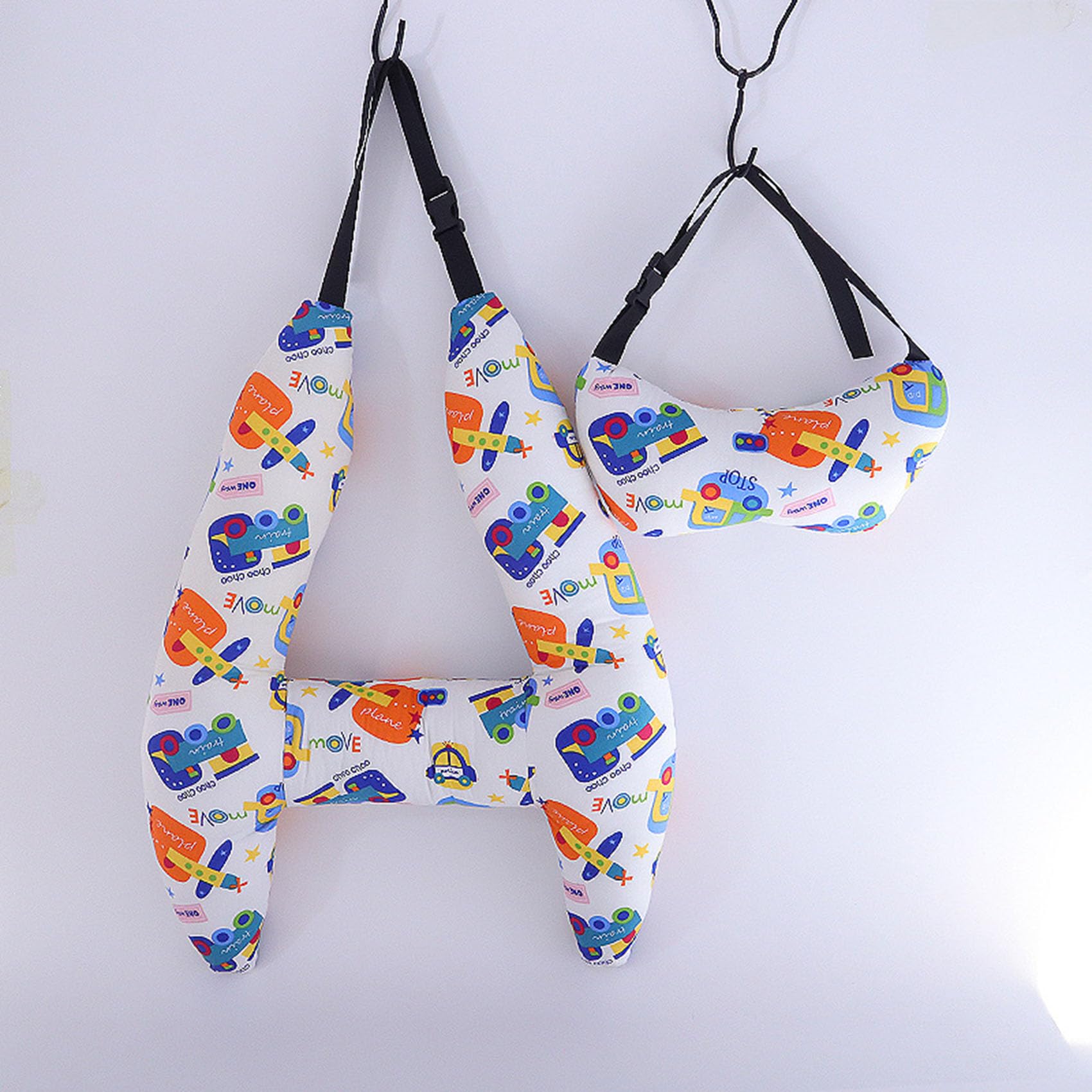 Oreillers de Voiture en Forme de H pour Enfants, Sangle de Ceinture de sécurité, Soutien de la tête et du Cou, Confort de Voyage, Coussin d'appui-tête pour garçons et Filles,A-70 * 55CM
