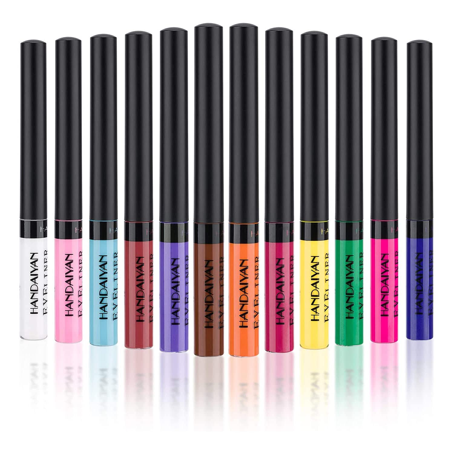 Colored Eyeliners, 12 Colors Liquid Eyeliner Colorful Set Matte White Neon Eye Liner Pens Long Lasting Waterproof Color Eyeliner, Bright Colors Smudgeproof Eye Liners for Wedding Party Cosplay Makeup