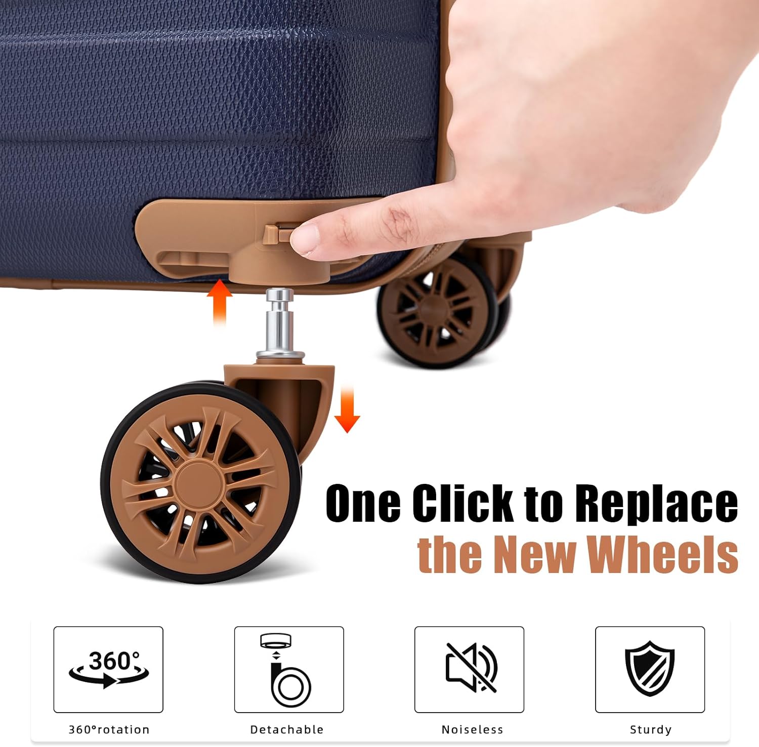 Luggage Sets 5 Piece Durable Suitcase Set with Spinner Wheels, Hard Shell Carry on Luggage with TSA Lock, Large Checked Travel Suitcases for Men and Women