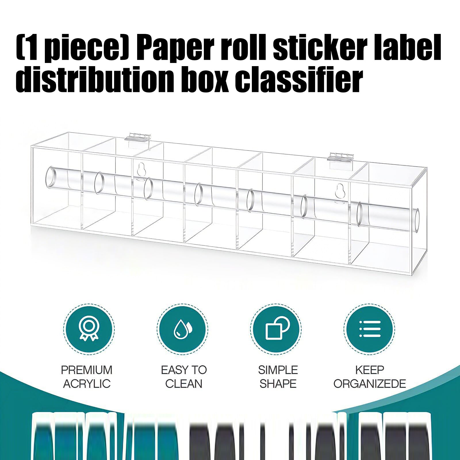 Distributeur d'étiquettes en acrylique avec compartiments pour montage mural pour une organisation efficace des informations d'étiquettes et des autocollants de date