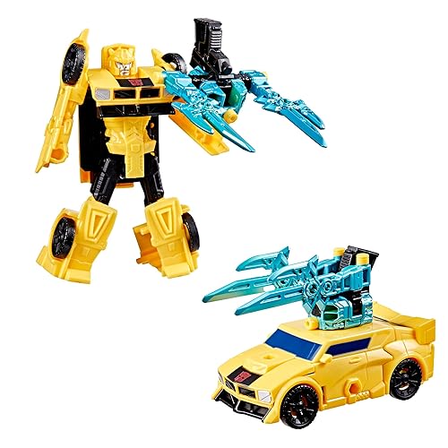 Transformers CYBERWORLD Bumblebee Armored Cyber Changers 4-Inch Action Figure, Quick Change to Car Mode, Robot Toys for Boys and Girls, Kids Christmas Stocking Stuffers, Ages 6+