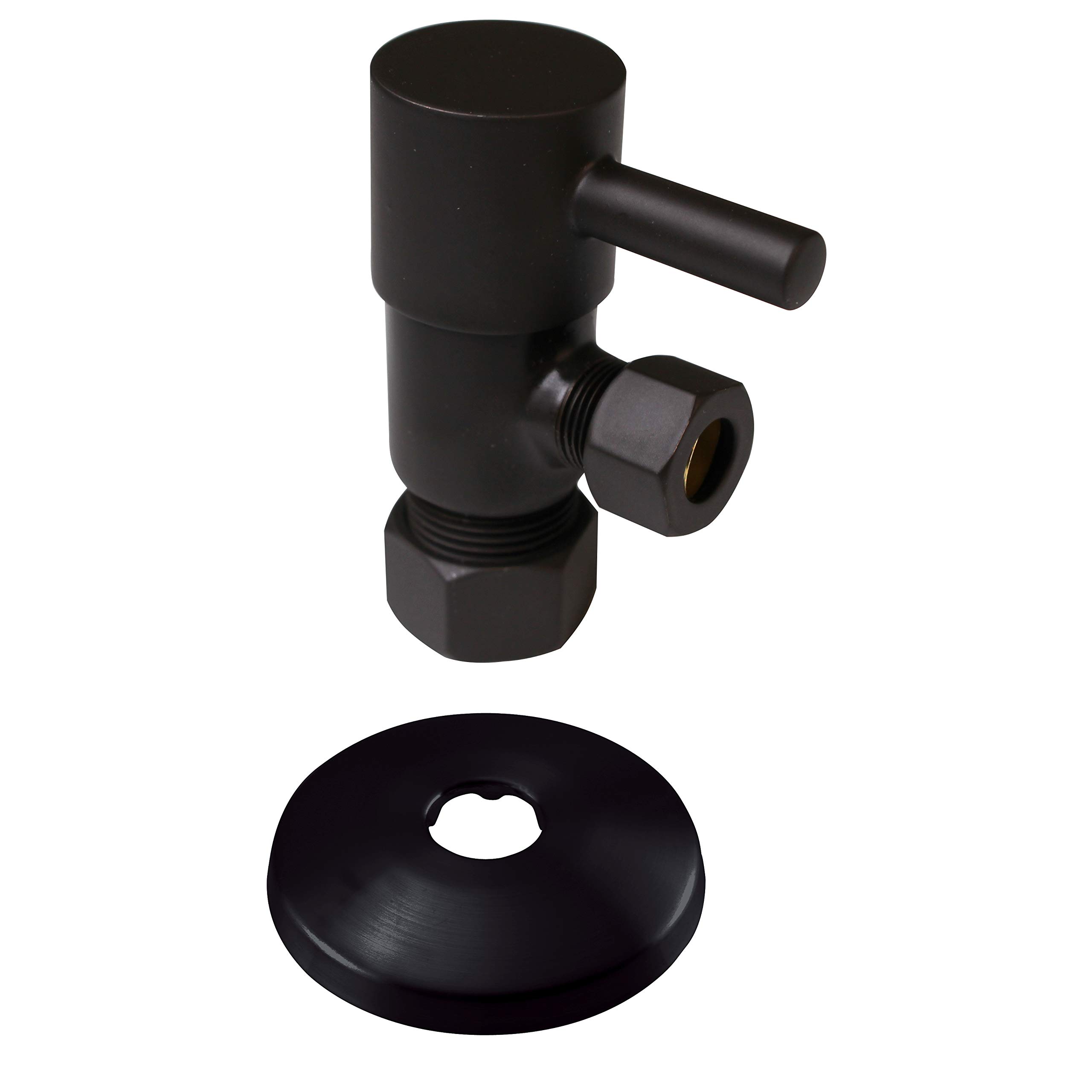 Westbrass D105QR-12 - Tope redondo de ángulo de 1/4 de giro 1/2 cobre x 3/8 comp, bronce aceitado