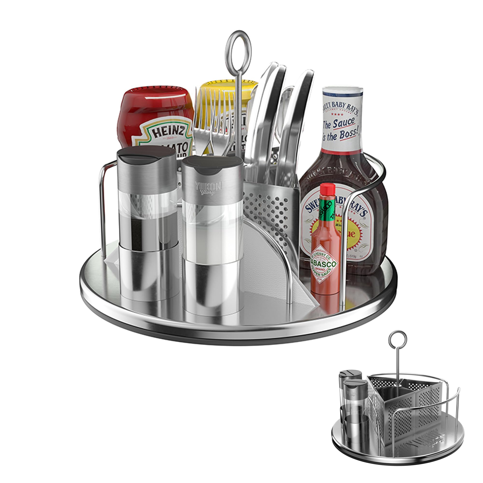 Porte-ustensiles Lazy Susan Yukon Glory pour table de barbecue et épices