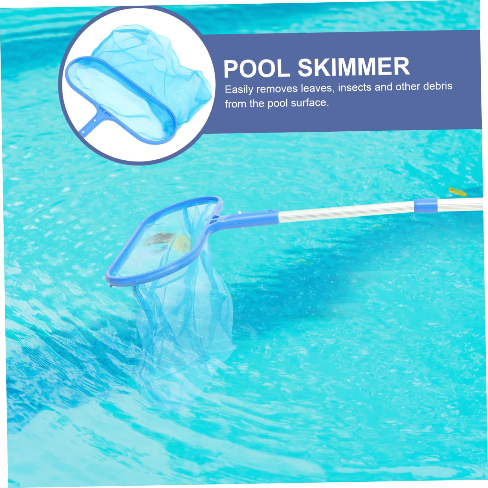 Mikikit Recogedora para Limpieza De Piscina Rastrillo para Piscina De Malla Herramienta De Limpieza con Pértiga Skimmer
