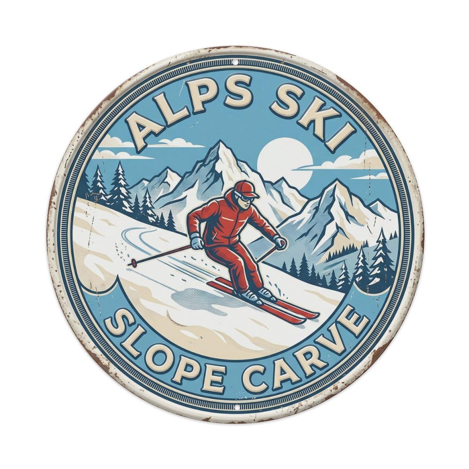 Ski Slope Carve Alps Mountain Metal Tin Sign