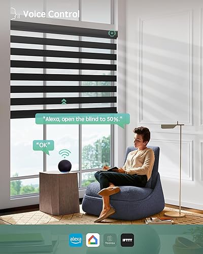 Miniatura 162 de Persianas de cebra motorizadas Yoolax compatibles con Alexa, persianas motorizadas con control remoto, persianas eléctricas inteligentes automáticas