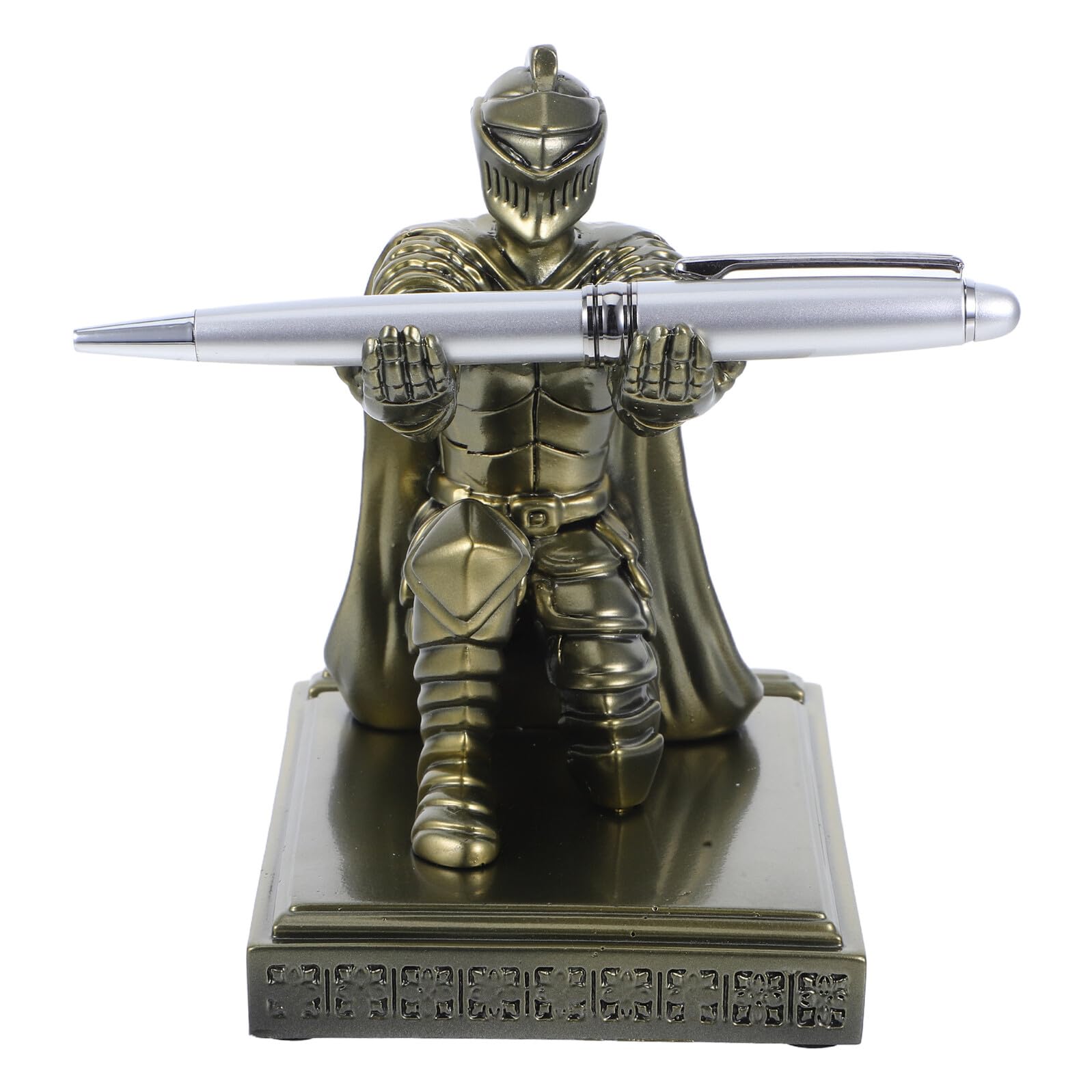 ifundom Portapenne Medievale da Scrivania in Resina Statuetta di Cavaliere Corazzato Portapenne da Ufficio Base Pesante Decorazione da Scrivania Versatile per Casa Ufficio e Aula