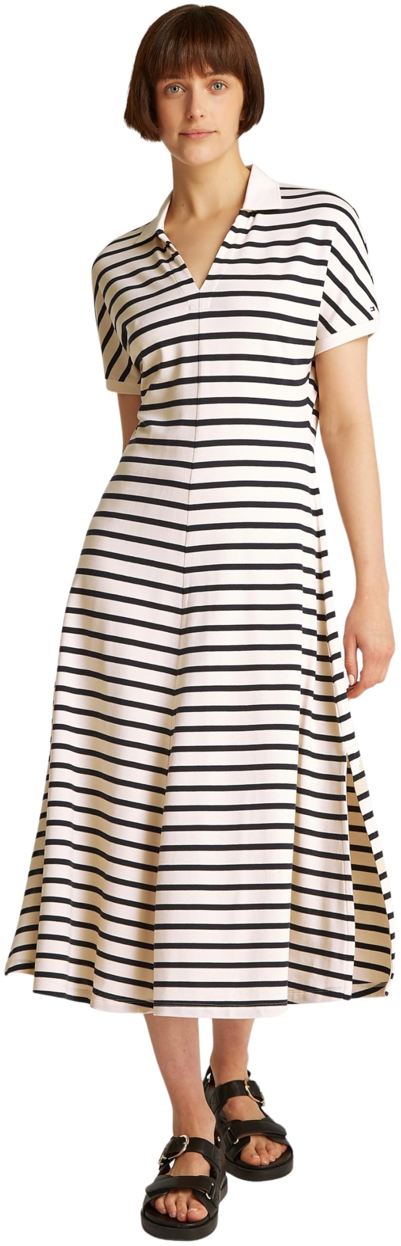 Tommy Hilfiger Damen Polokleid Lyocell Midi-Länge