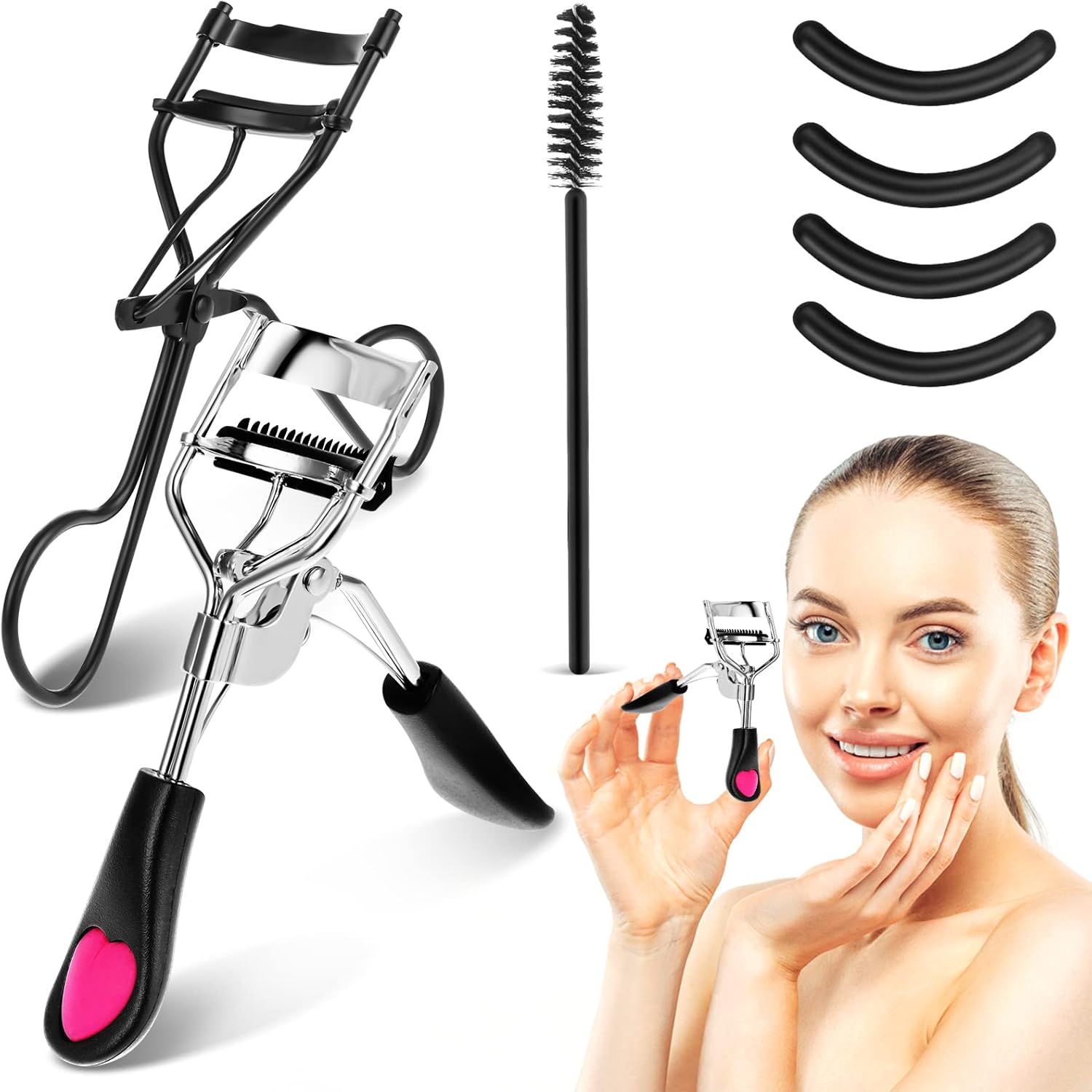 Ouligay Eyelash Curler 4 in 1 Metal Eye lash curlers with