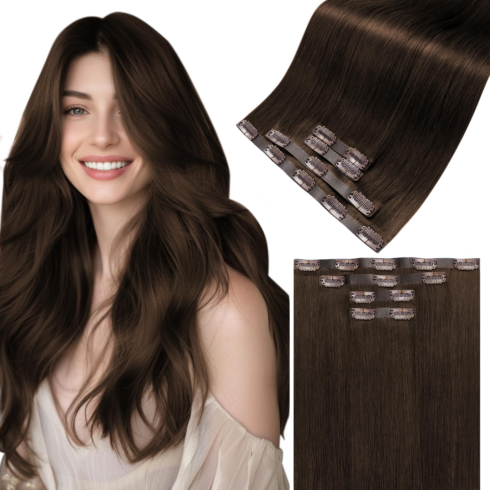 LaaVoo Extensions Echthaar Echt Haar Extension Clip Haarverlängerung Echthaar