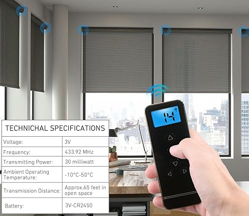 Miniatura 5 de Control remoto de 14 canales RF 433.92 Control remoto para persianas y persianas motorizadas de Windows, negro