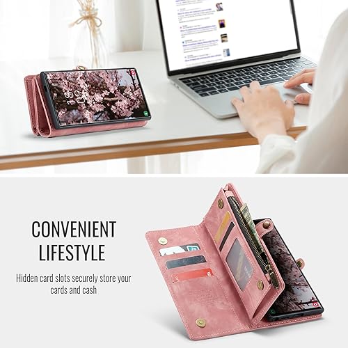 Miniatura 62 de SZHAIYU 2 in 1 Detachable for Samsung Galaxy S23 Ultra Wallet Case with Card Holder, Retro Premium Flip Leather Cover Magnetic Zipper Pocket Phone