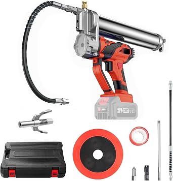 Lithium Battery Grease Gun Cordless Suitable for Milwaukee 18V Battery NO Battery with 18 Spring Flex Hose, 10000 PSI High Pressure Quick Release Grease for Milwaukee M18 Battery