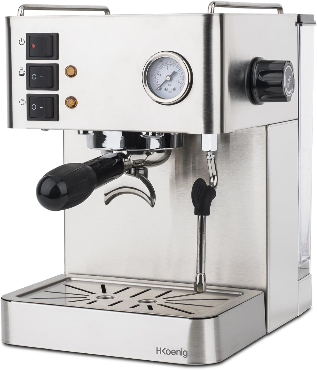 H.Koenig EXP530 Espresso Machine / 1.7 L Water Tank / Heat Plate / Milk  Foam Nozzle / 15 Bar / Stainless Steel / Silver : Amazon.de: Home \u0026 Kitchen