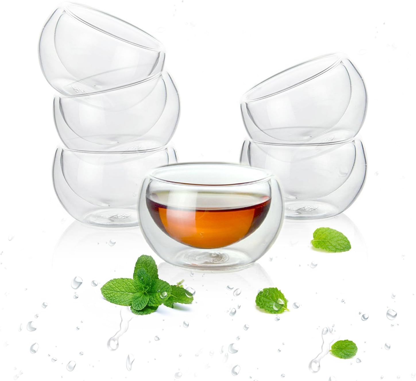 Luxtea Double-walled Borosilicate Teacup Glass Heat-resisting Tea Cup Hold 2 Oz,set of 10 (Teacup10pcs) by Luxtea