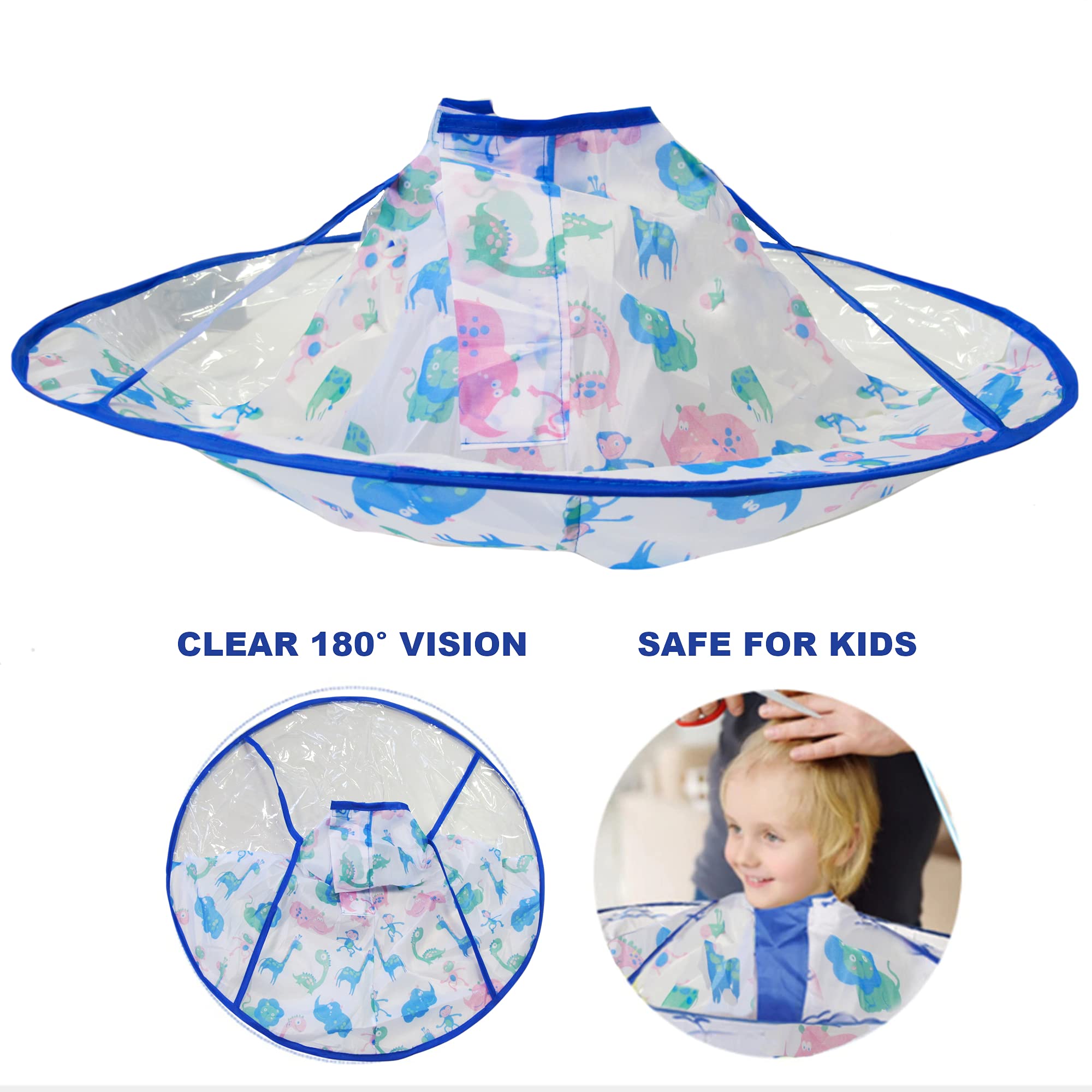 GUSTO Mantella Taglio di Capelli Bambini Parrucchiere Grembiule Mantellina Finestra Trasparente Kids Hairdresser Cape Stampa Bambini e Adulti - 3