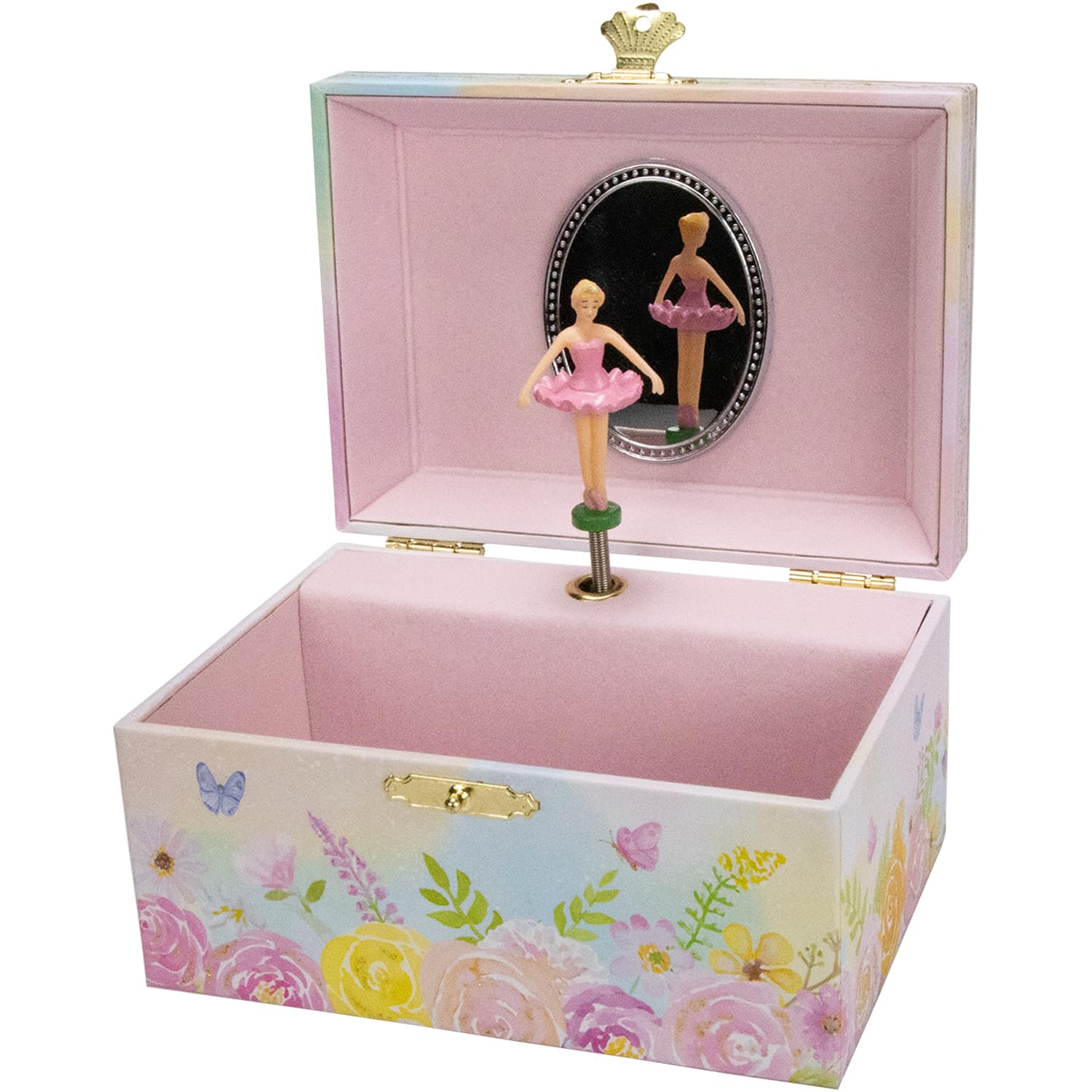 GICO 92072 Joyero bailarina para niñas reloj infantil con música, figura giratoria y espejo, regalo de cumpleaños para niñas, caja de joyas para niños, 15 x 13 x 9 cm