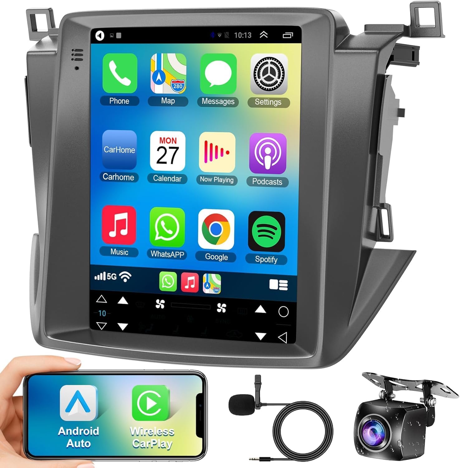 8Core+ Android 14 Car Radio for Toyota RAV4 2014 2015 2016 2017 2018 (Only Support Auto A/C), 10.4 Inch 4GB+64GB RAV4 Stereo with Carplay & Android Auto,GPS Navigation & DSP Setting