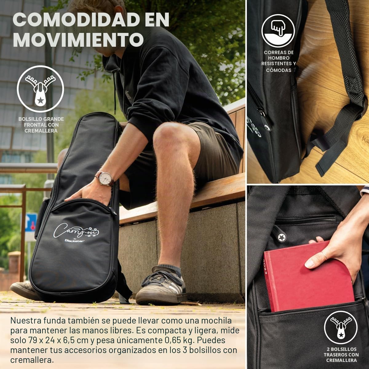 Carry-on BA227090 - Funda de Transporte para bajo eléctrico y Mini Bajos Blackstar ST, (BA227090)