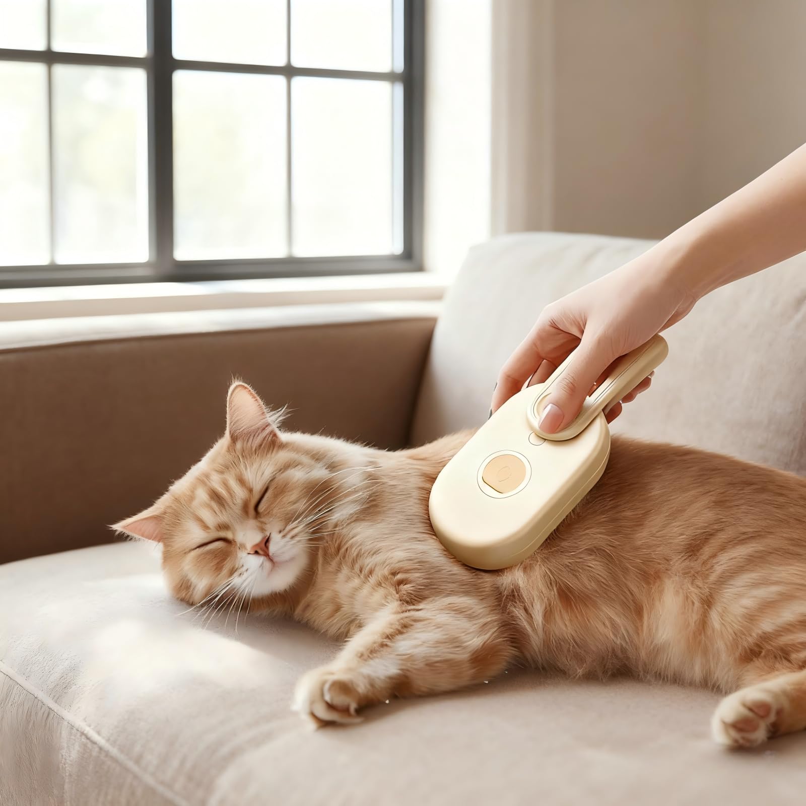Spazzola a vapore per animali domestici alimentata tramite USB, per cani e gatti, strumento per rimuovere la nebbia istantanea, riduce lo spargimento e i peli volatili, spazzola delicata per il