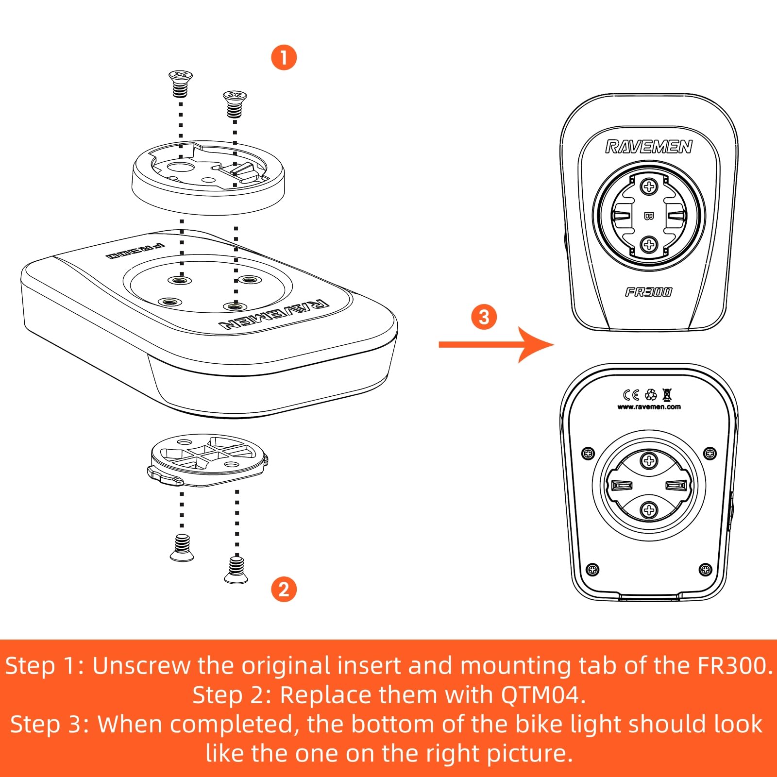 Bike Power Meter Ravemen QTM04 Mount Adapter Makes FR300