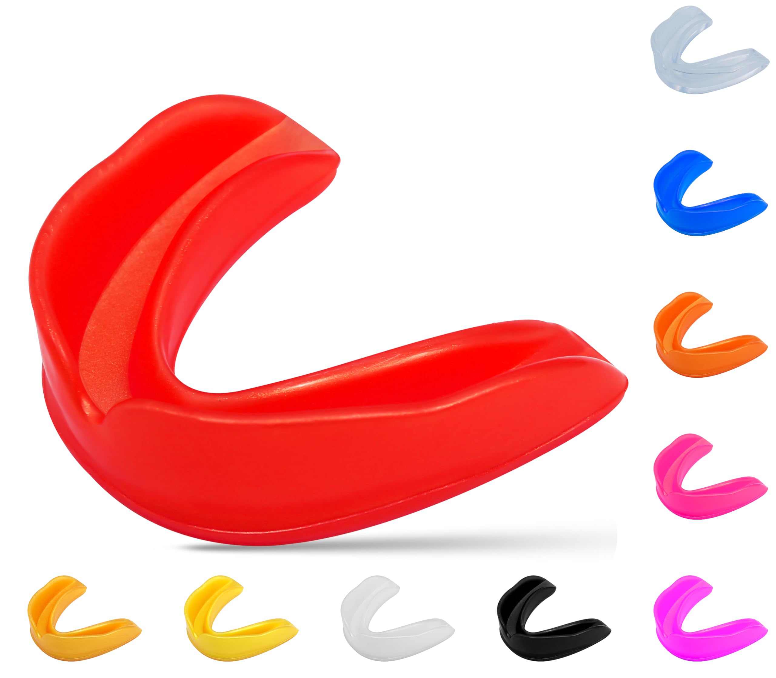 VOLFLAIR Red Sports Mouth Guard for Boxing, MMA, Football & Martial Arts – Boil and Bite Custom Fit Mouthpiece for Adults & Youth – Shock Absorbing Teeth Protector for Contact Sports