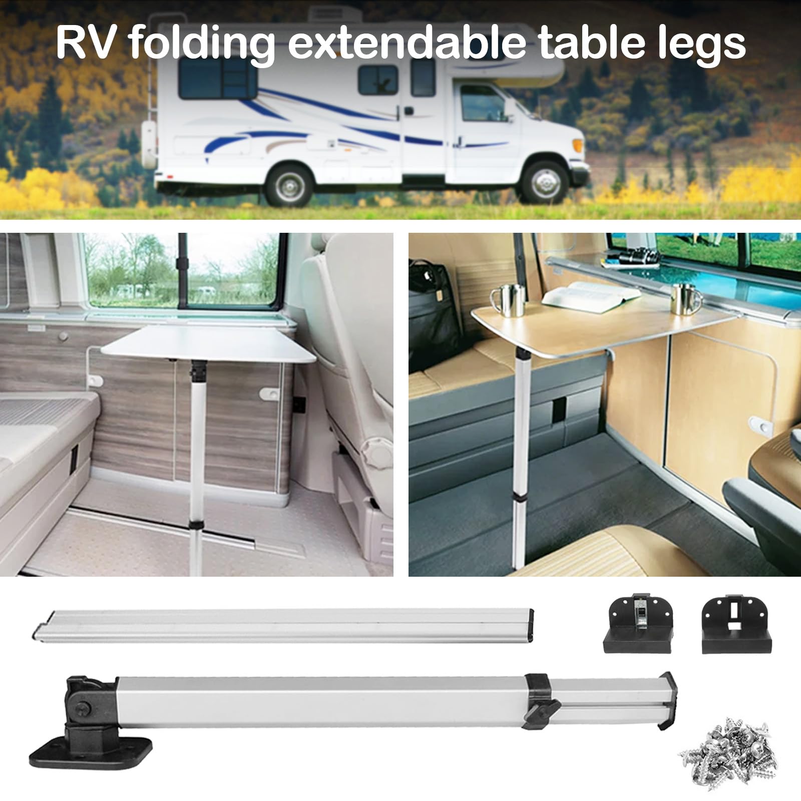 Pata De Mesa Extraíble Y Riel Deslizante Para Autocaravanas Y Yates, Pata De Mesa Plegable 51,5-78 cm Telescópica Para Autocaravanas Rieles Guía De 50 cm Soporte De Base Para Mesa De Autocaravana