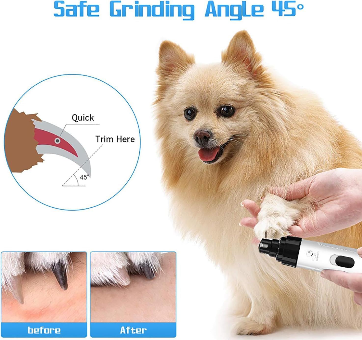 OrthoTrimmer Sicherer, sanfter, ergonomischer und leiser USB - Aufladbarer Krallenschleifer für Hunde und andere Haustiere