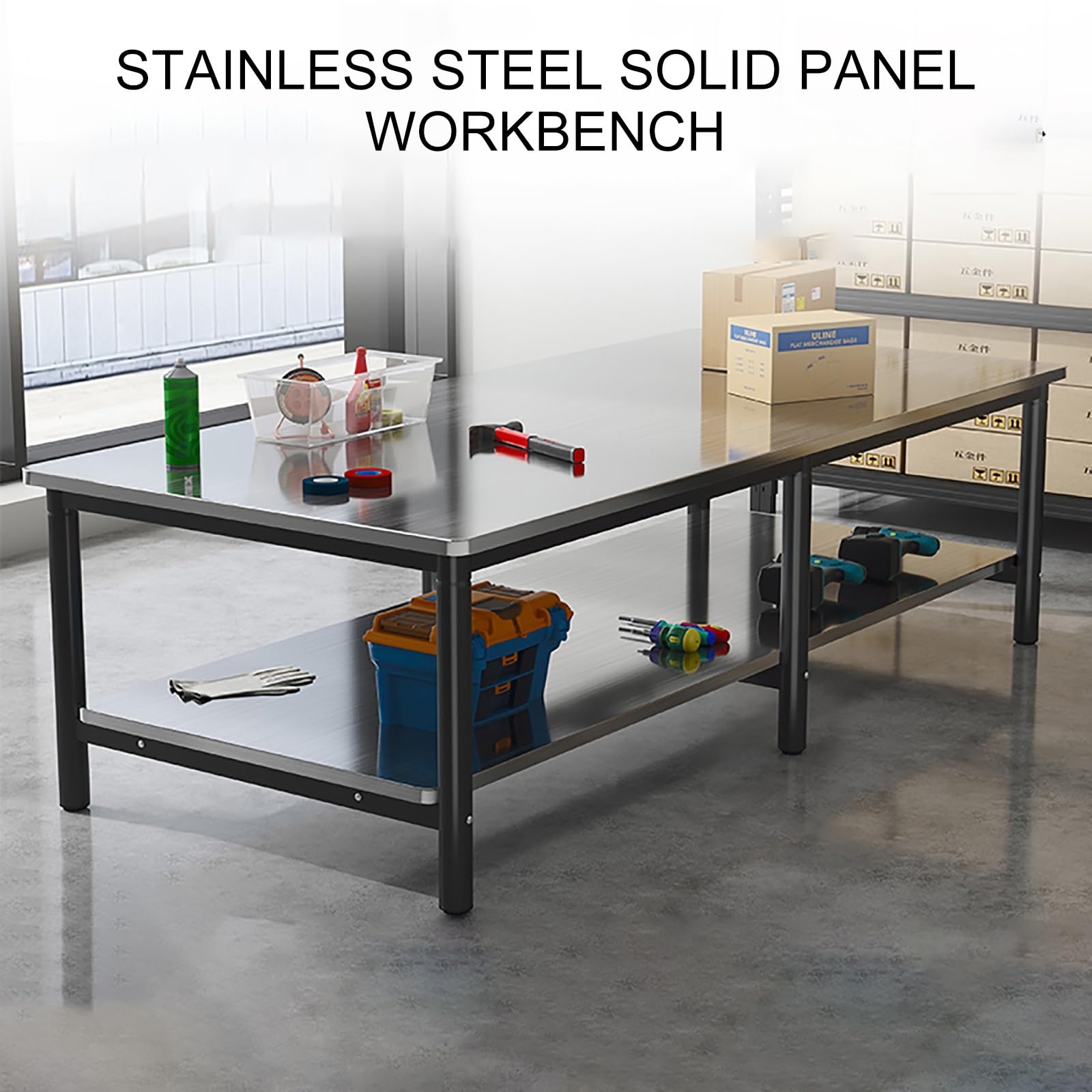 Stainless Steel Table for Prep & Work, 2-Tier Stainless Steel Work Table, Commercial Heavy Duty Table, Commercial Table, for Home Restaurant Garage(100 * 80 * 74cm/39.3 * 31.4 * 29