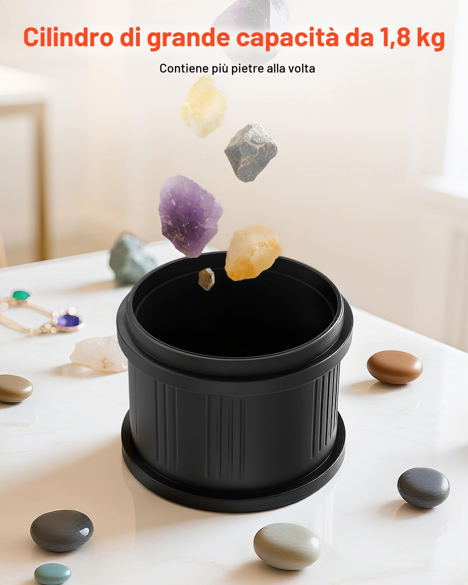 VEVOR Lucidatrice Elettrica per Rocce, Carico 1,81 kg, 4 Livelli di Velocità, Set per Lucidatura con Pietre con Timer, Pannello di Controllo, Protezione da Sovraccarico e Adattatore, Nero