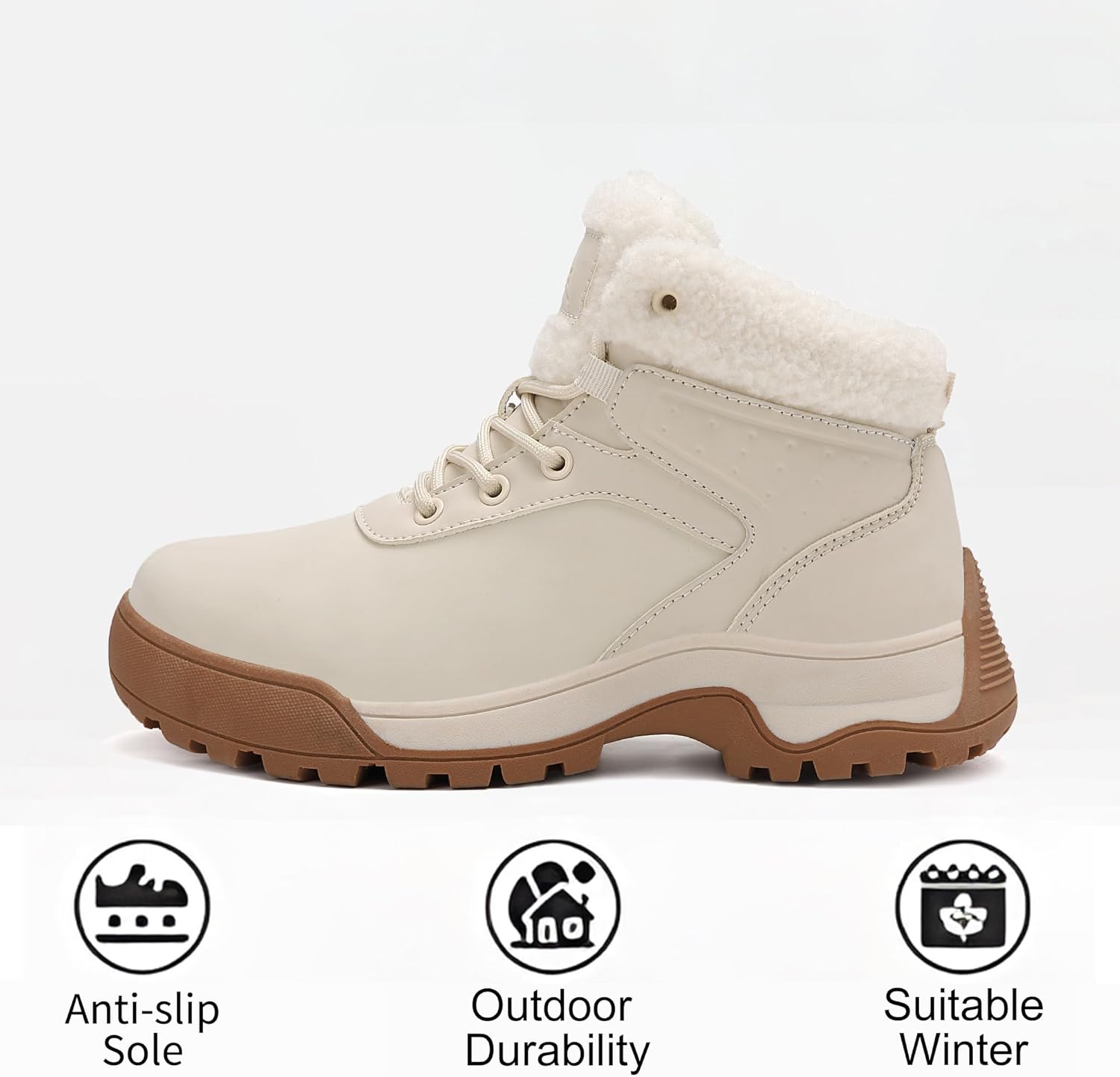 Womens Snow Boots Ankle Non-Slip Cold Weather Fur Lined Warm Winter Shoes - Image 3