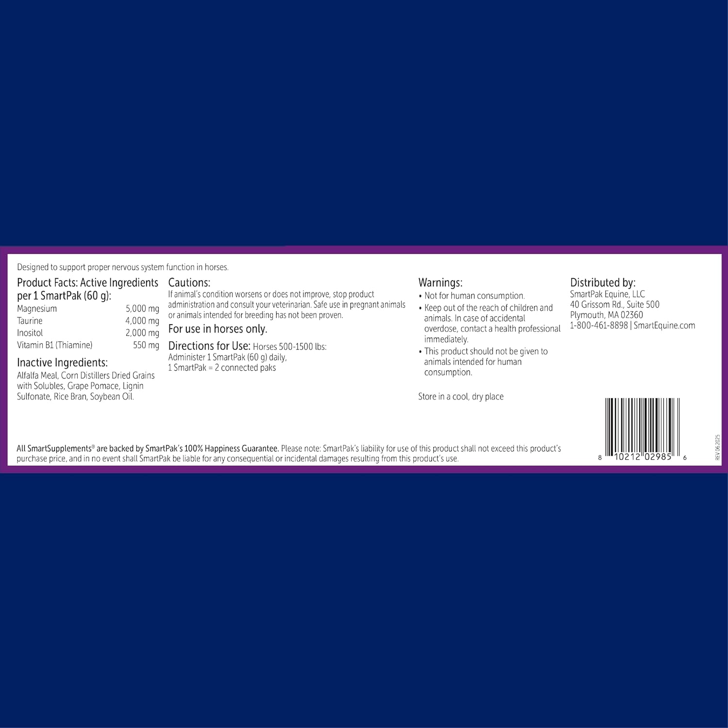 SmartCalm SmartPaks Pellets Horse Calming Supplement | No Added Sugar or Herbs | Equine Supplement | 28 Days | Daily Paks