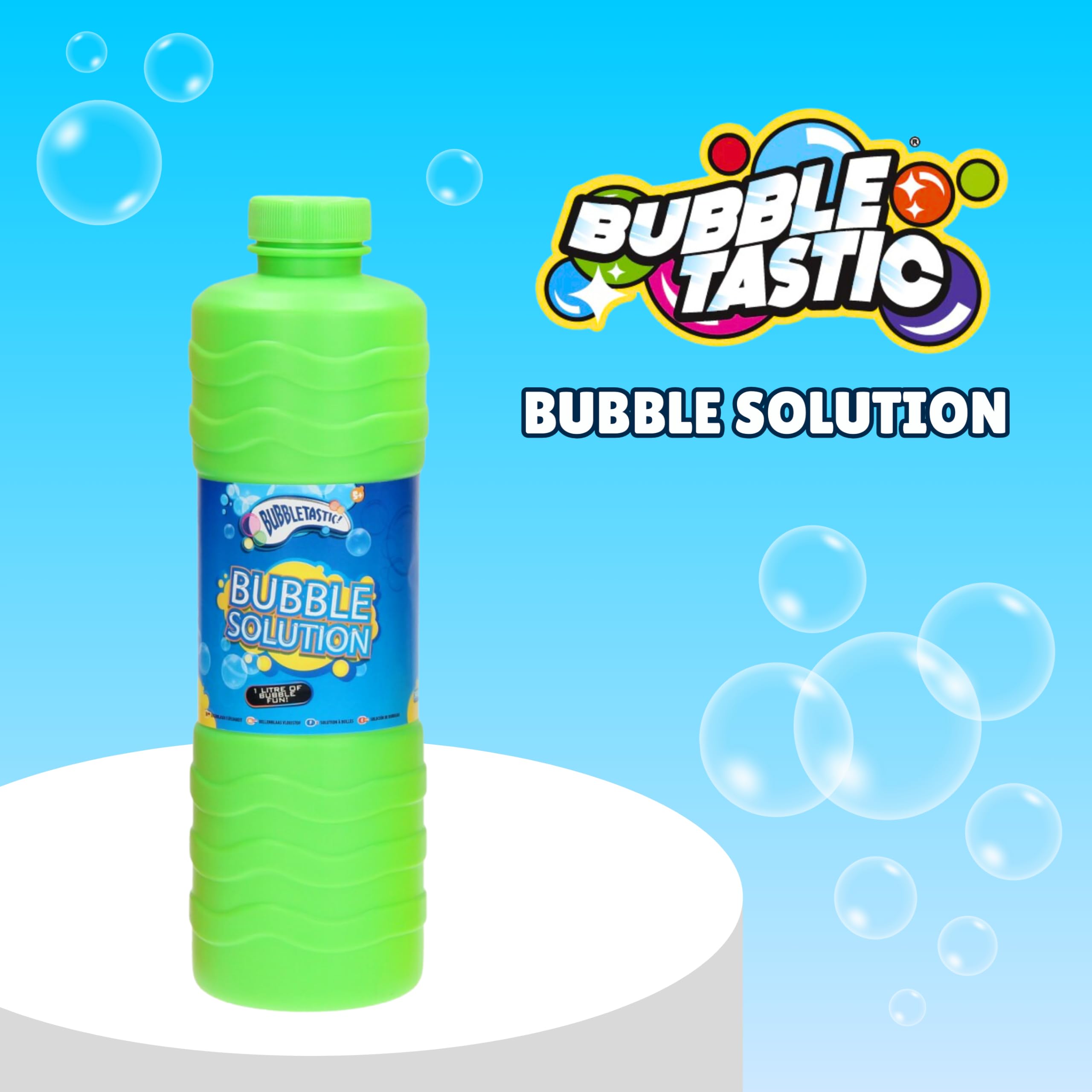 Bubbletastic Soluzione per Bolle per Bambini, Sostituzione per Macchina per Bolle, Giocattolo Estivo, Bottiglia Gigante per Bolle di Sapone, Imbuto Incluso | 1,8 Litr | Rosa