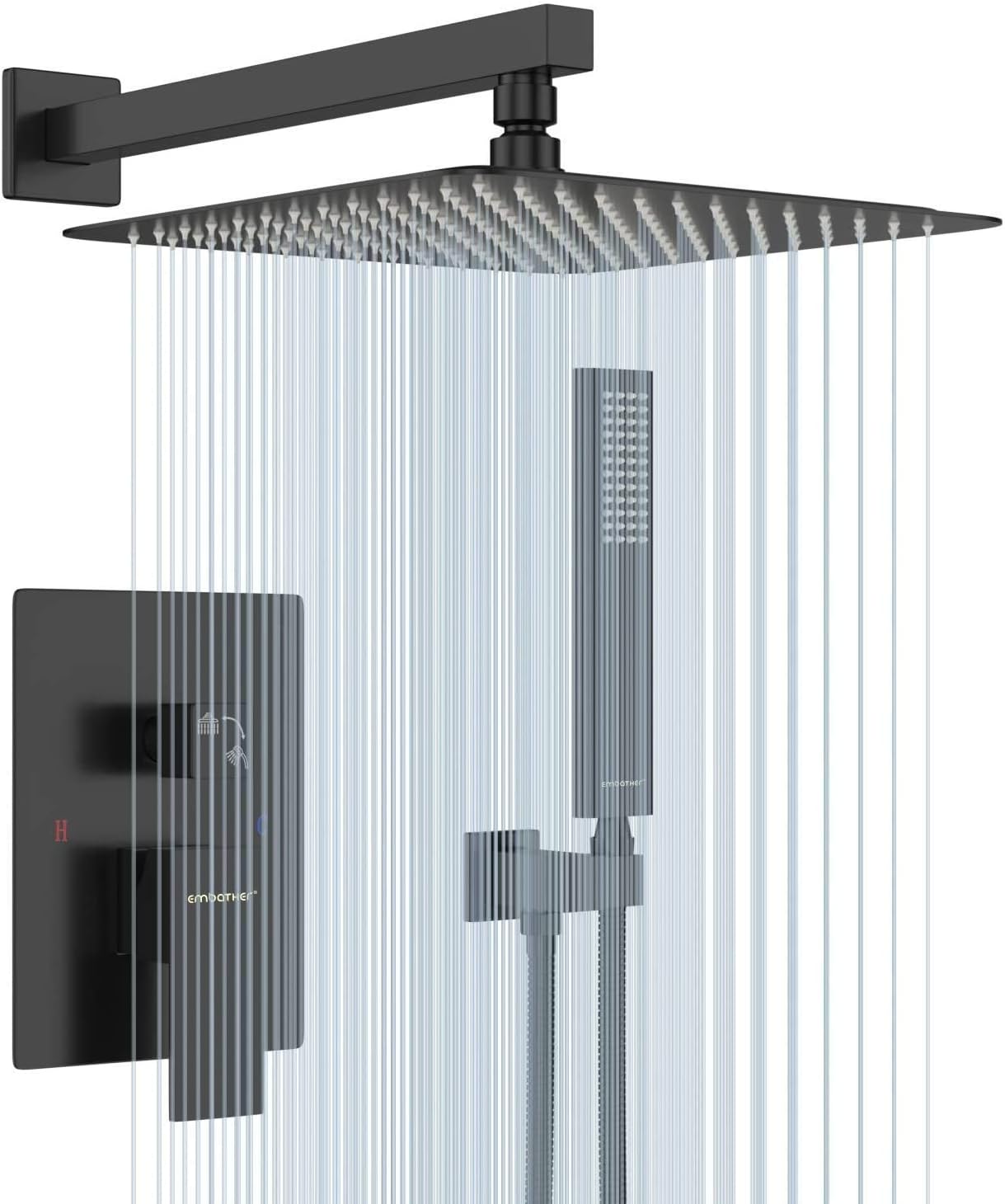 EMBATHER Shower Faucet with Valve Set, Shower System kit with 12 Inchs